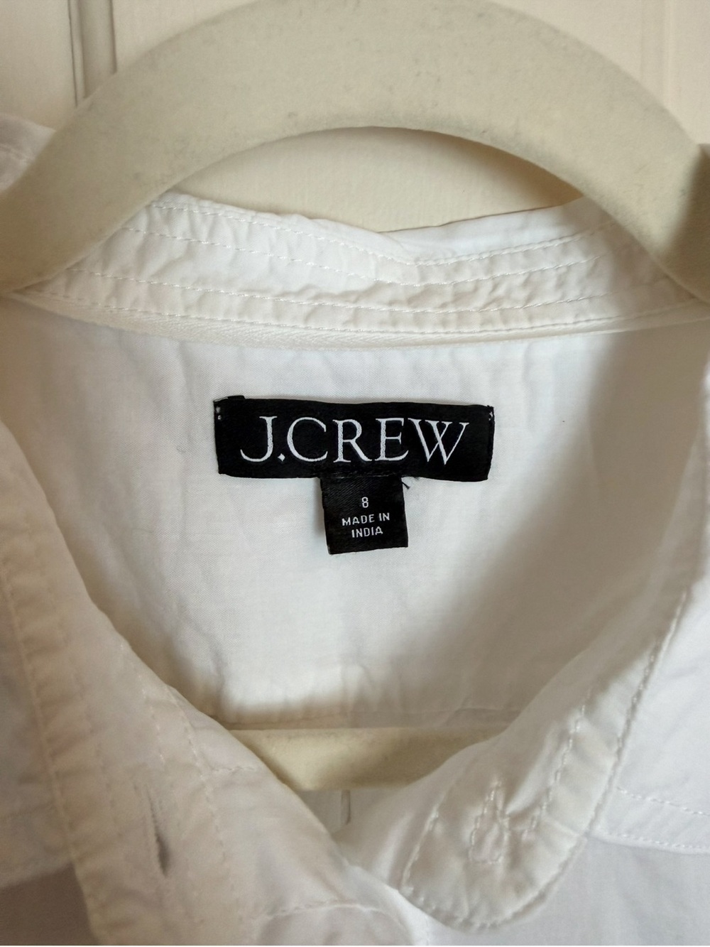 J. Crew White Short-Sleeve Cotton Button-Down Shirt with Ruffle Sleeves - Picture 6 of 7